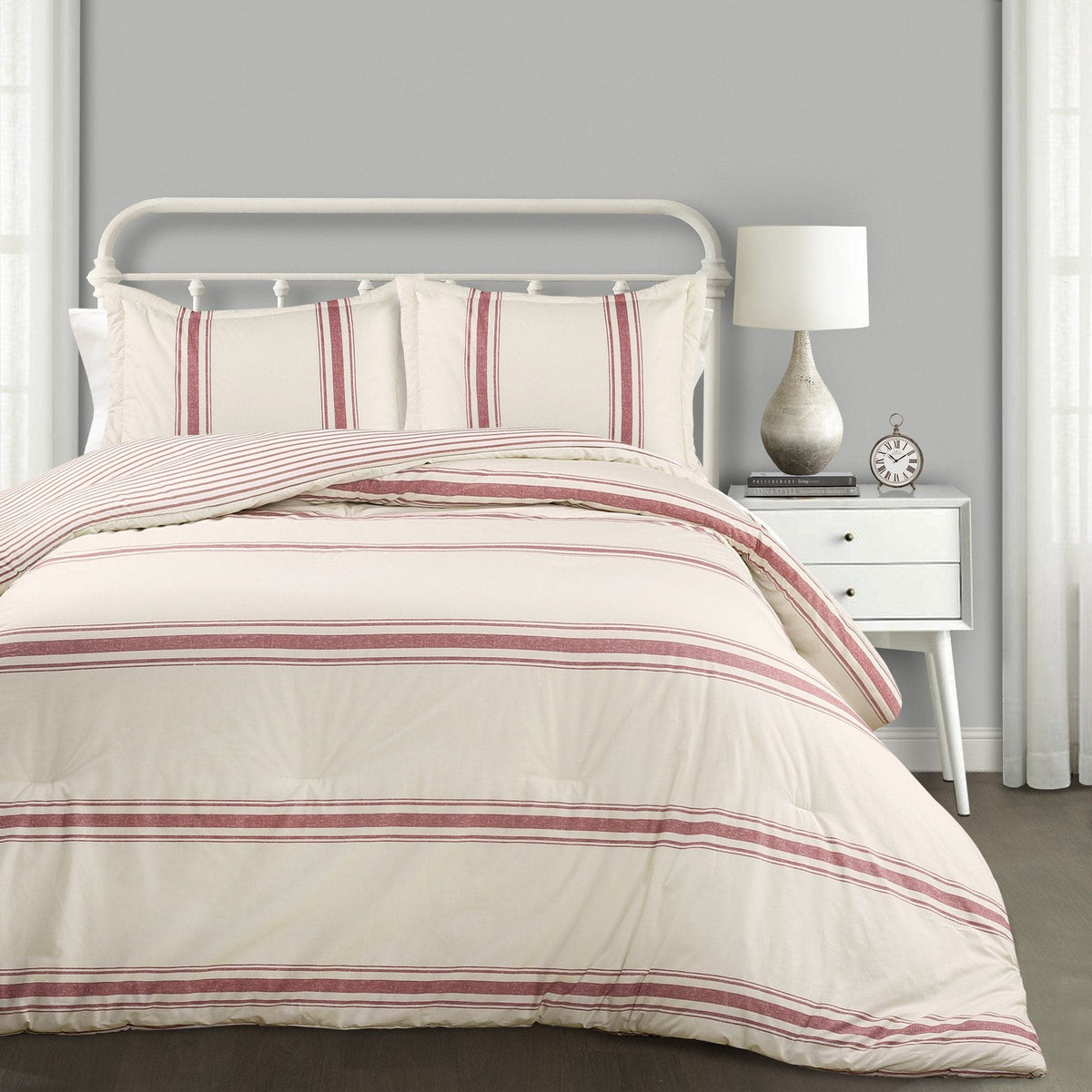 Bedding Bundle: Farmhouse Stripe Comforter Set + Sydney Quilt Set