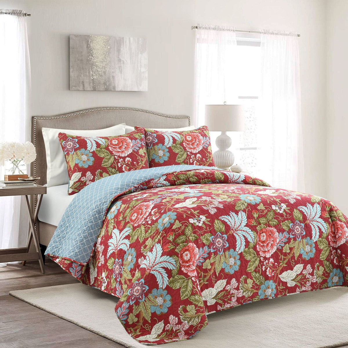 Bedding Bundle: Farmhouse Stripe Comforter Set + Sydney Quilt Set