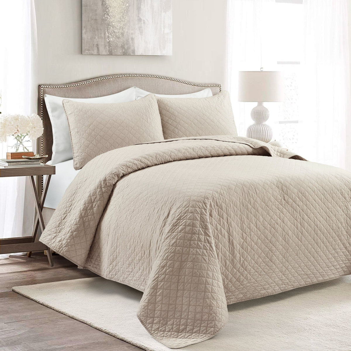 Bedding Bundle: Bohemian Stripe Quilt Set + Ava Diamond Quilt Set